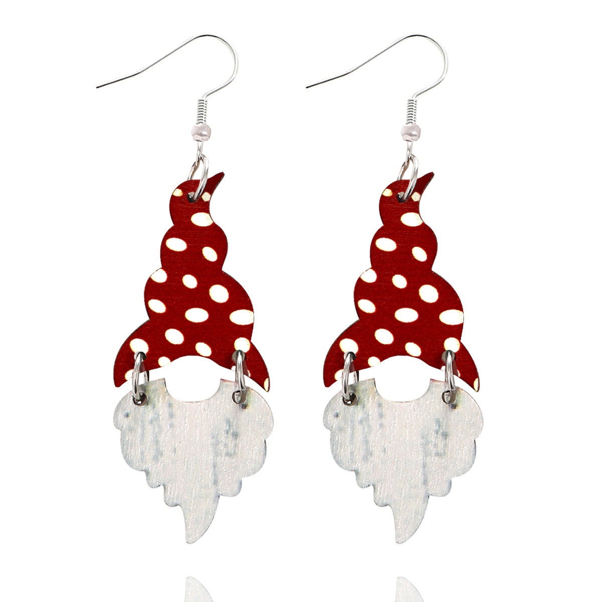 Wholesale Christmas Elf Wood Chips Retro Plaid Polka Dot Christmas Hat Earrings